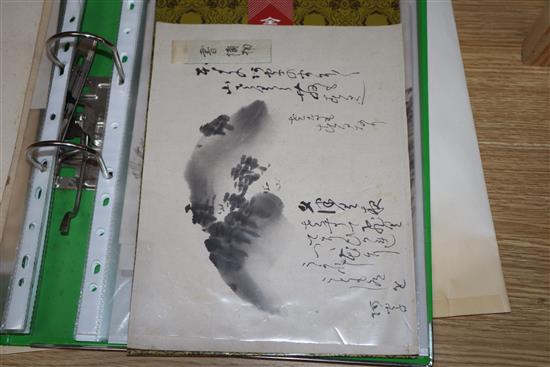A group of assorted unframed Chinese drawings and prints